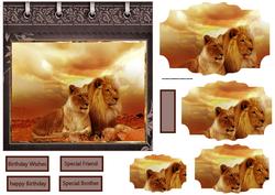 Lions at Sunset Card with Pyramid Layers