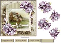 Small Country Cottage Card with Decoupage