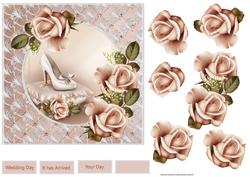 Wedding Shoe and Rings Card with Rose Decoupage