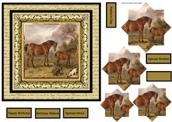 Horses with Their Dog Friends Card