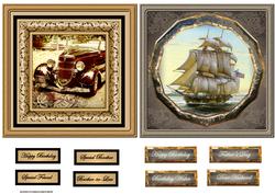 Vintage Classic Car and Vintage Sailing Ship