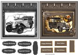 Vintage Classic Car Birthday Toppers and Sentiment Tags