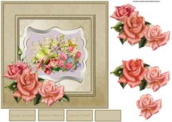 Pink Tulips and Pink Roses 7x7 Card and Decoupage