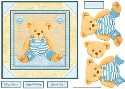 Teddy Bear in a Blue and White Stipe Suit Card