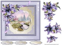 Bridge Over the River with Lilies 7x7 Card and Decoupage