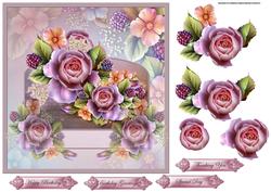 A Box of English Roses 7x7 Card with Decoupage