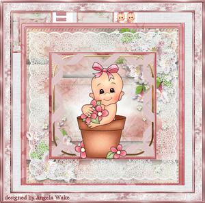 Baby Girl in a Flowerpot Mini Kit with Decoupage