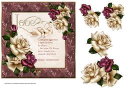Swans of Love 7x7 Card with Roses and Verse