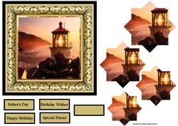 Lighthouse at Sunset 6x6 Card with Pyramid