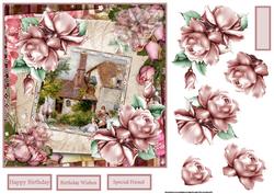 The Cottage and Roses Card with Decoupage