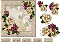 Vintage Bride and Rose 7x7 Card with Decoupage