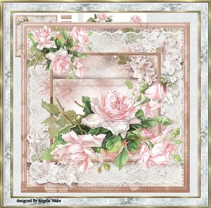 Pink Rose Spray 7x7 Card with Decoupage