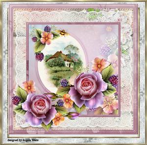 Country Home 7x7 Card with Decoupage and Toppers