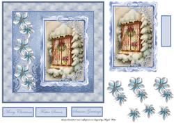Vintage Christmas Window 7x7 Card with Decoupage