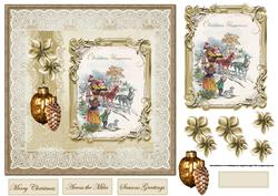 Vintage Christmas Visitors 7x7 Card with Decouapage