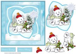 Polar Bear and His Tree 7x7 Card with Decoupage