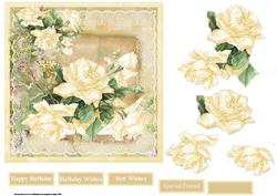 Lemon Rose Spray Card with Decoupage