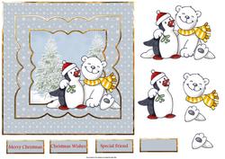 Polar Bear and a Penguin 7x7 Card with Decoupage