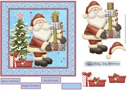 Santa is Coming with the Presents 7x7 Card with Decoupage
