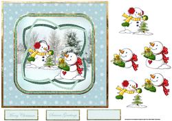 The Snowmens Christmas Eve 7x7 Card with Decoupage
