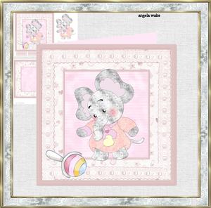 Baby Elephant7x7 Card Mini Kit with Decoupage