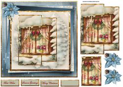 Vintage Christmas Window 7x7 Card with Decoupage