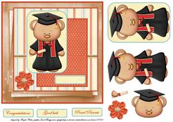 Graduation Girl Teddy Bear 7x7 Card