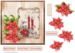 Vintage Poinsettias 7x7 Card with Decoupage