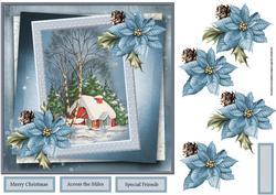 Vintage Christmas Cottage 7x7 Card with Decoupage