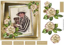 Vintage Lady and Her Friend Timmy the Dog 7x7 Card