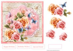 Abundance of Roses 7x7 Card with Decoupage