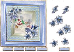 Christmas Star and Winter Flowers 7x7 Card