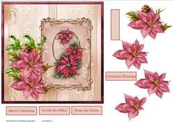 Vintage Poinsettias 7x7 Card with Decoupage