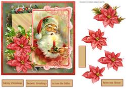 Santa Lights His Way 7x7 Card with Decoupage