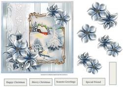 Winter Stream 7x7 Card with Floral Decoupage