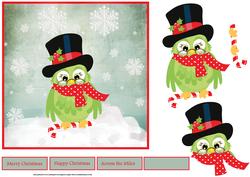 Wise Owl Christmas 7x7 Card with Decoupage