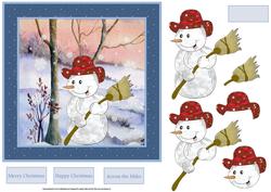 Snowman and Snowflakes 7x7 Card with Decoupage