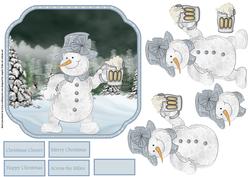 Snowman Cheers Shaped Card Front