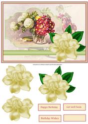 Vintage Flowers and Gardenia Card with Decoupage