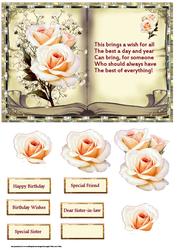 Peach Rose Book Topper with Verse