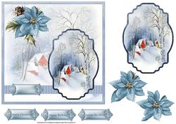 Vintage Christmas Hamlet 7x7 Card with Decoupage