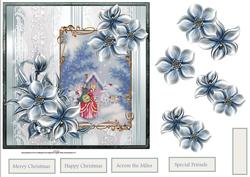 Family at Christmas 7x7 Card with Decoupage