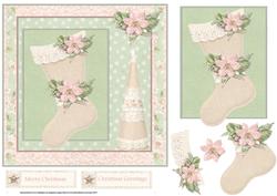 Christmas Stocking and Poinsettia 7x7 Card