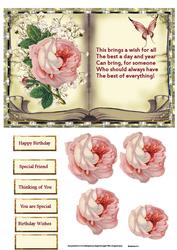 Pink Rose Vintage Book Topper and Decoupage