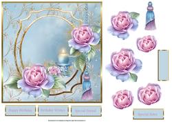 Candles and Roses 7x7 Card with Decoupage