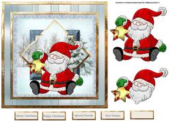 Santa and His Gold Star 7x7 Card with Decoupage