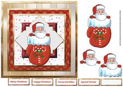 Santa in a Mitten 7x7 Card with Decoupage