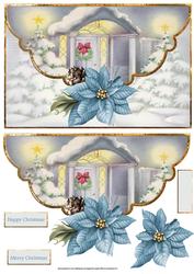 Christmas Door Mock Envelope Card with Decoupage