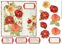 Pretty Poppies 7x7 Card with Decoupage