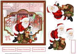 Santa at the Mall 7x7 Card with Decoupage